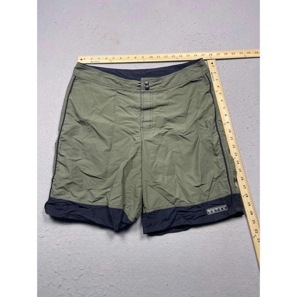 Eddie Bauer EBTEK Board Shorts Nylon Olive Green Navy Blue 37 Mens